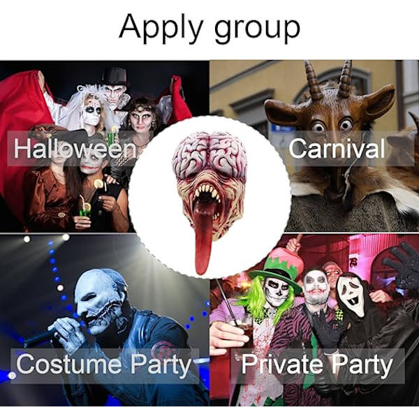 Onda Mask Horror Lång Tunga Hjärnspräng Mask för Halloween Kostym