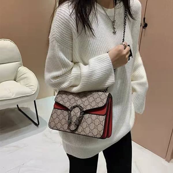 Kvinder Crossbody Skuldertaske Retro Snakeskin Ensfarvet Kæde