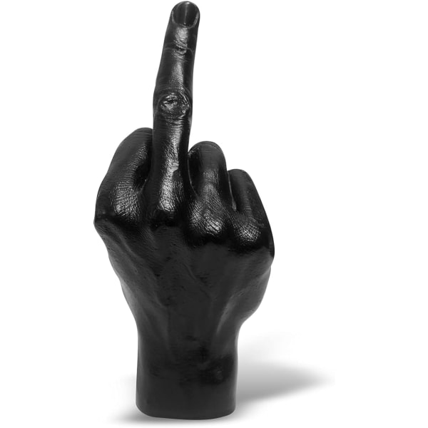 Black Polyresin Hand Gesture Desktop Statues Finger Sculpture De