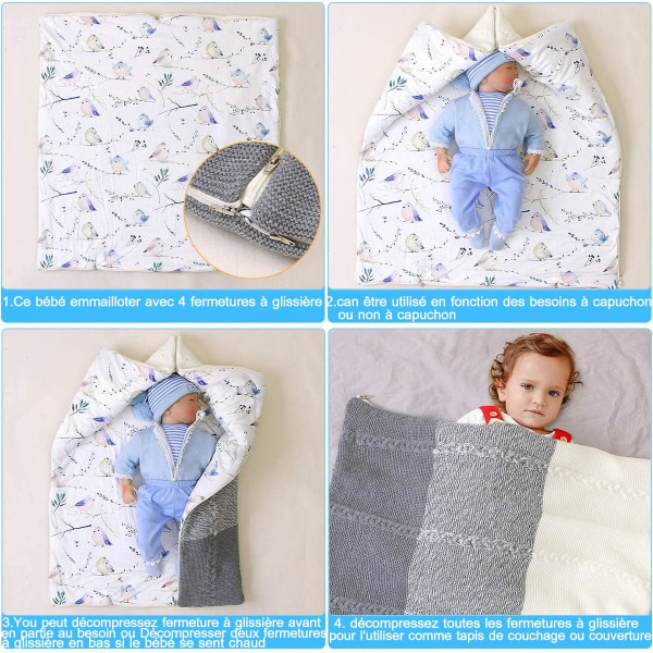 Vinter Babysovsäck Stickad Bomull Unisex Flicka Pojke Dragkedja Slee