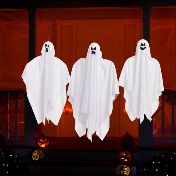 Sæt med 3 Halloween Horror hængende lysende spøgelsesdørspøgelse