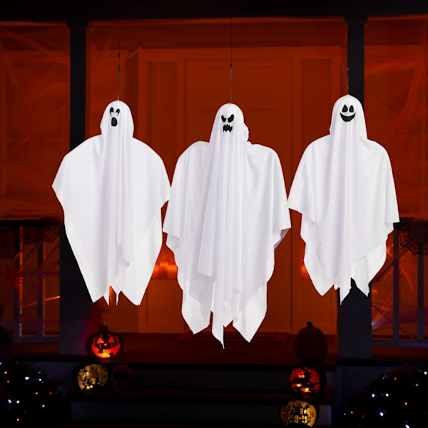 Set med 3 Halloween-skräck hängande lysande spöke dörrspöke