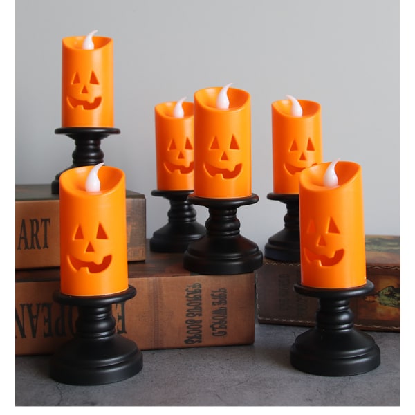 3pcs LED Pumpkin Lights, Flickering Jack-o-Lantern Candles, Batt