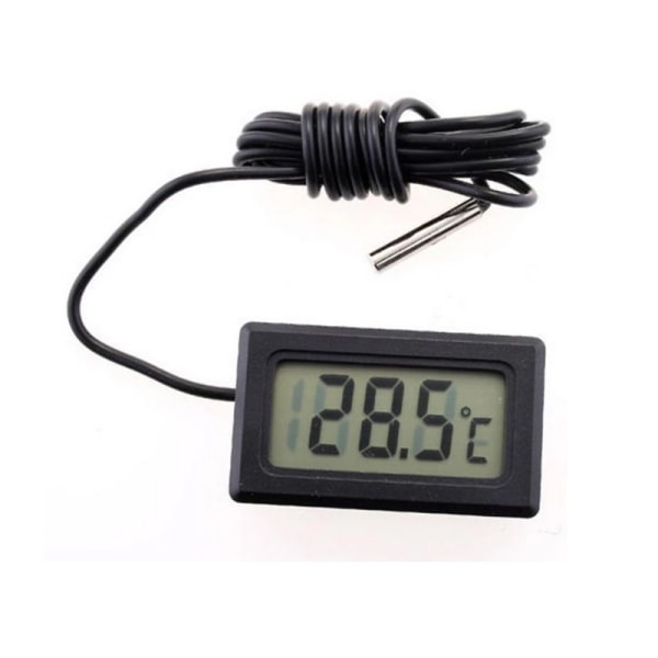 (6 stk. Sort) Mini Digital LCD Termometer Temperatur med Temper
