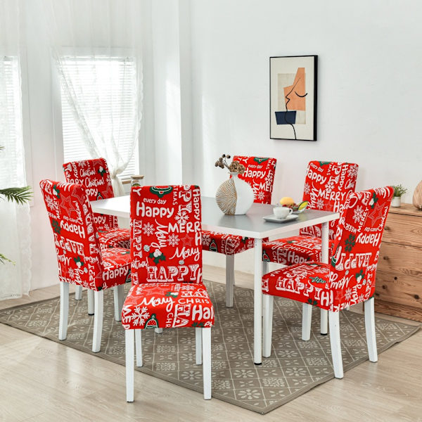 Julstolsöverdrag 6 stycken Dekorativ Klassisk Stretch Remova