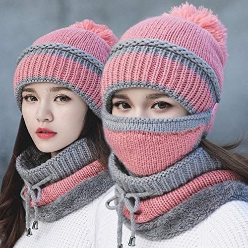 3 st/set Fashion Dam Vinter Stickad Mössa Tjock Ullmössa