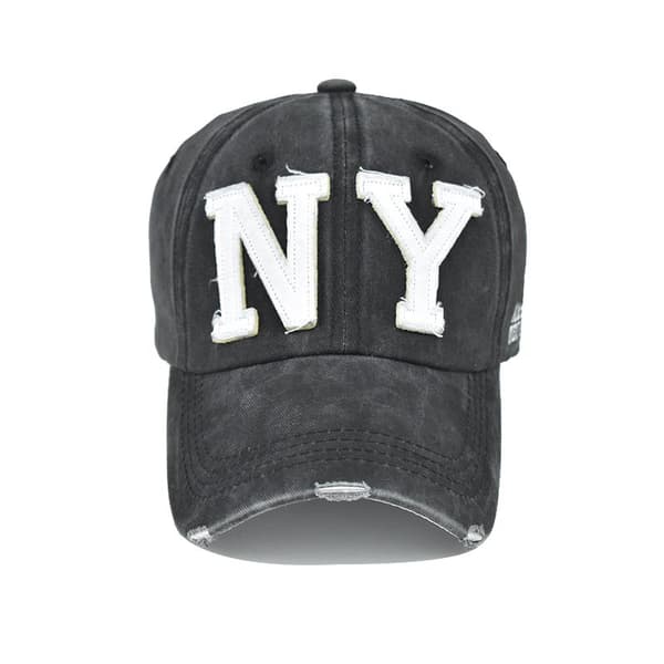 Vasket farve patchwork NY bomulds baseball cap broderi tegneserie