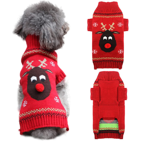 Pet Holiday Reindeer Ugly Christmas Dog Sweater, Rød Svart Pet P