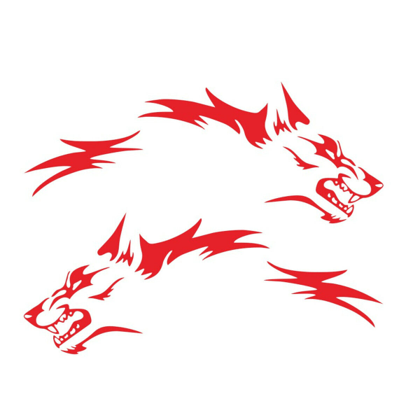 Red Car Door Side Rear Wheels Body Decals Running Wolf Graphics