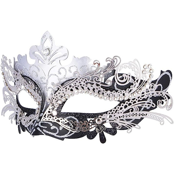 Venetiansk mask (svart silver), för maskeradbal och kostym, för kvinnor