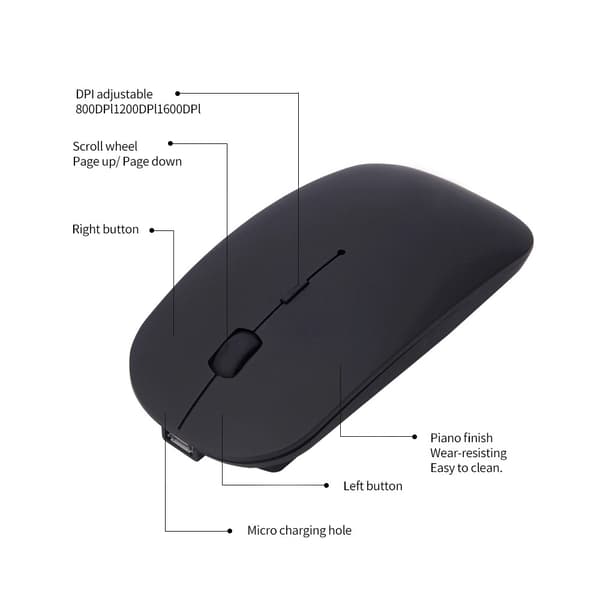 2,4 GHz trådlös Bluetooth-mus med tyst dubbelklick