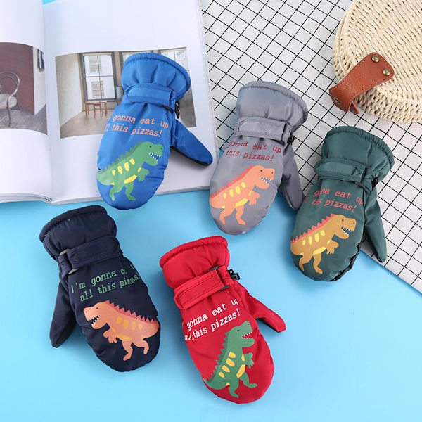 Cartoon Little Dinosaurs Barnens Isolerade Handskar Vinter Thic