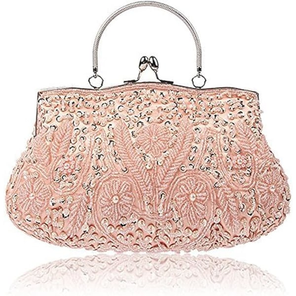 Perlebesat blomst aften håndtaske stor clutch