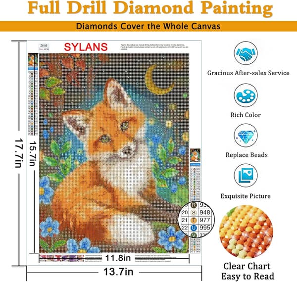 5D Ræv Dyrediamantmaleri Voksne Børn Diamantkunst Sæt Vær
