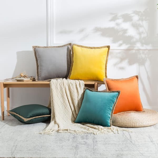 Set med 2 putetrekk i burlap til sofa, 18\" x 18\", grå