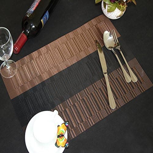 Set med 4 tunga flätade PVC-köksunderlägg av bambu - 30 x