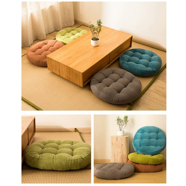 Tykk fløyel rund tatami pute (45*45cm) Curry