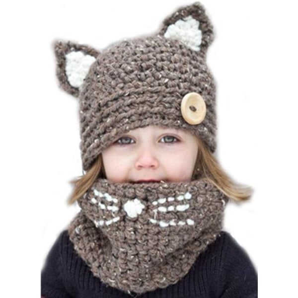 Vinter Barn Varm Katt Djur Mössa Höst Vinter Stickad Bandana Ho