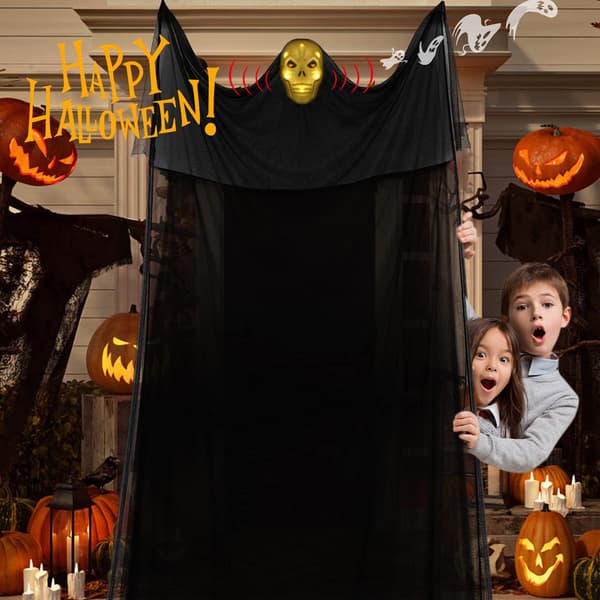 Halloween stemmeaktiveret lysende stort hængende spøgelsesdekoration