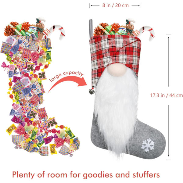 2-pack 17 tum stora julstrumpor, 3D plysch tomte G