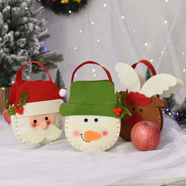 3 stk julebarneveske julegodteripose i fleece