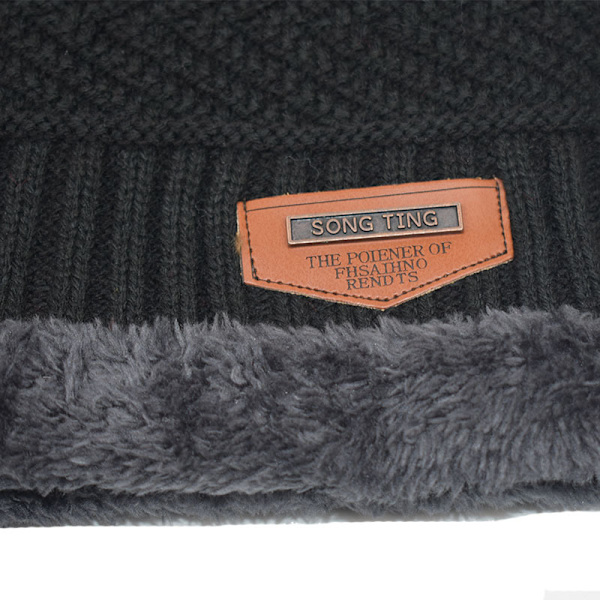 Herresæt herre strik vinterhue hat fleece tyk fleece beani
