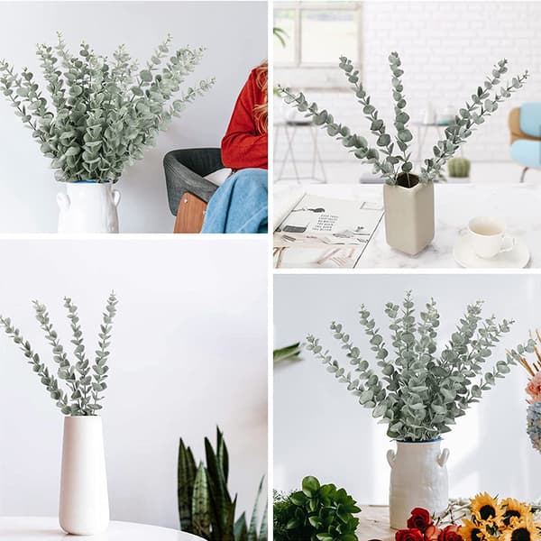 10 kunstige eukalyptus stilke, borddekoration til bryllup