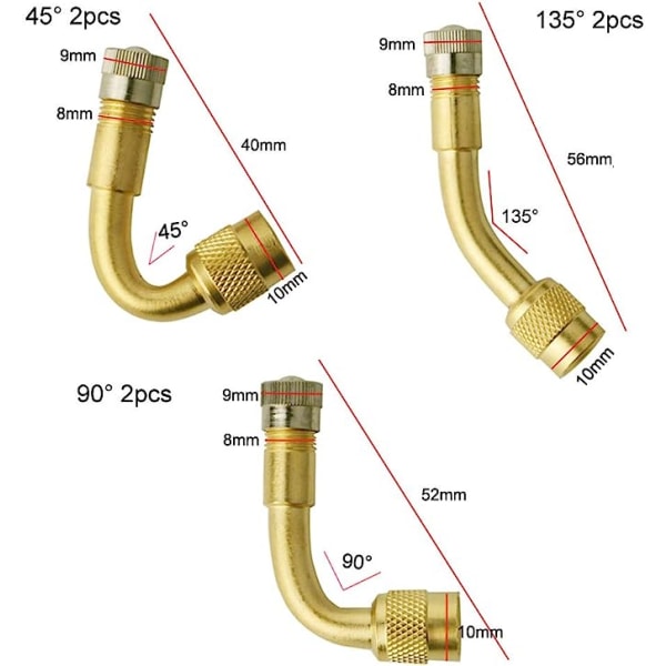 6 stk. dekkventilforlengere, dekkventiladapter