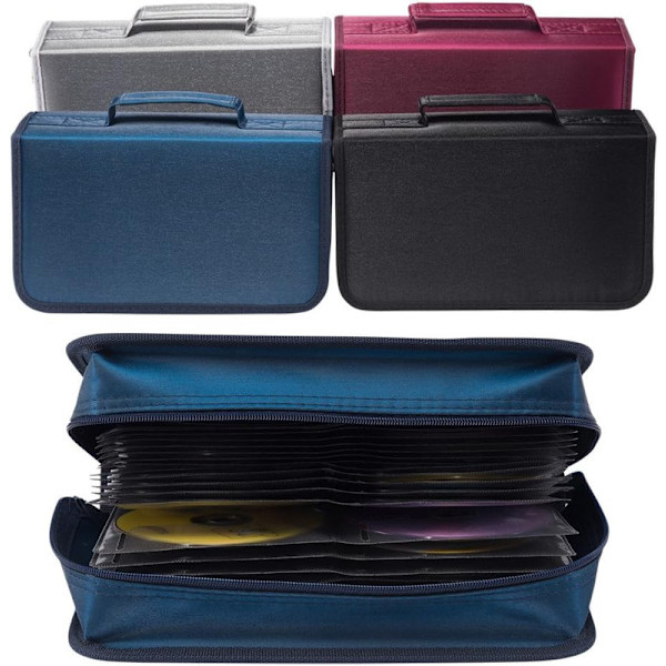 CD/DVD-etuiholder, 128 kapacitet CD VCD mediemappe, opbevaring, holder, hæfte, arrangør - blå
