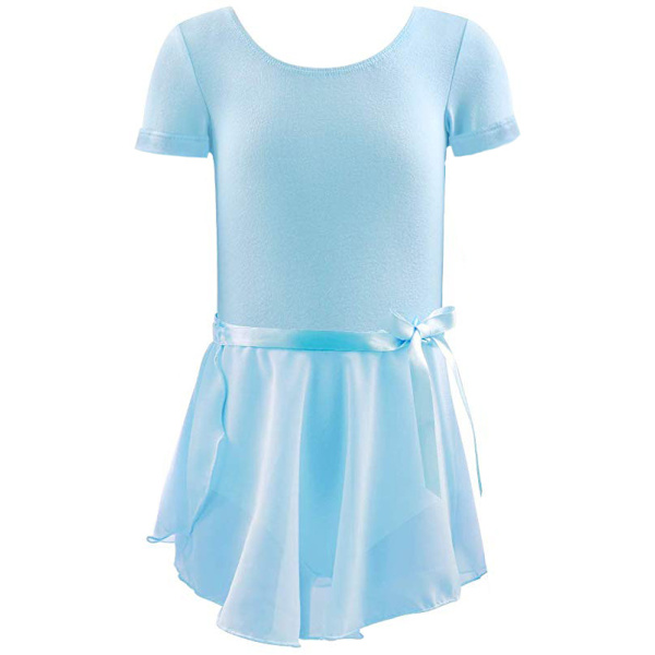Tyttöjen lyhythihainen leotardi hameella - Lasten tanssibaletti Tutu-mekot - Sininen 110cm