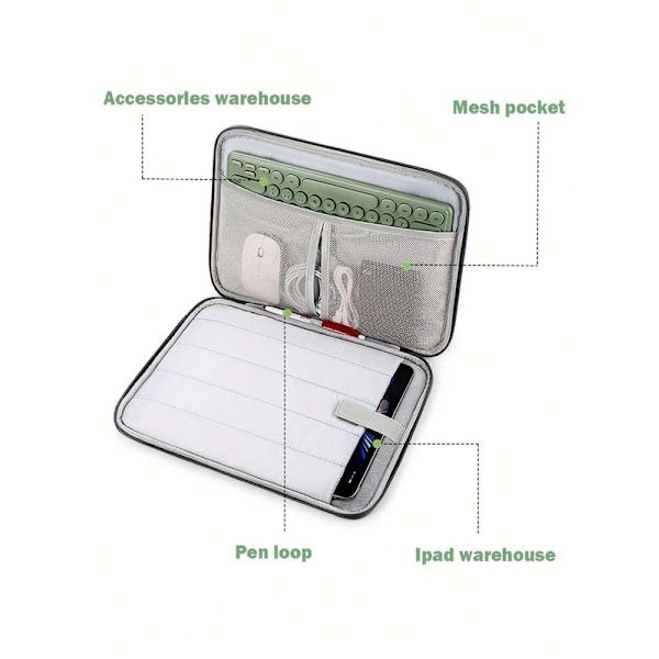 Tabletholder 10-13 tommers datamaskinveske med lommer - Svart 12.9-13 inch