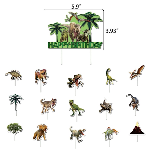 Dinosaurus-teemainen onnellinen syntymäpäiväjuhlan koristesarja