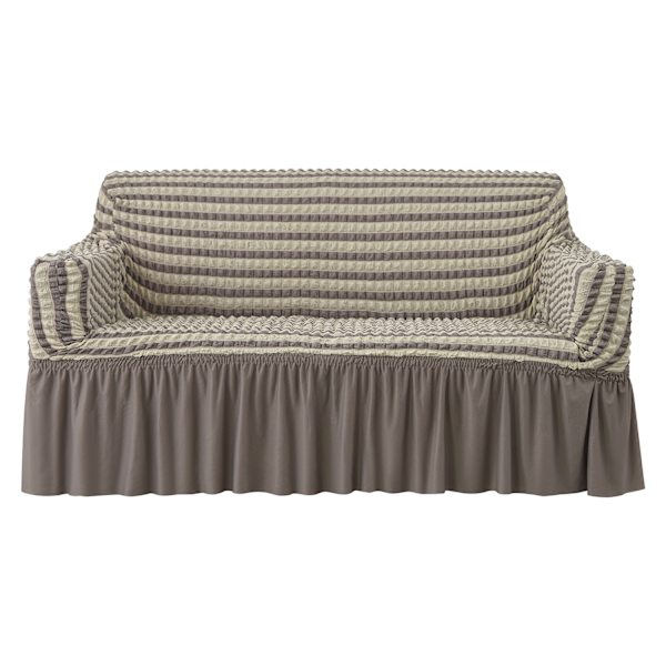 Nemt monteret sofaovertræk Universal Høj Stræk Holdbar Møbelbeskytter med Skørt (To-farvet), 2-4 Sæder 140-185cm