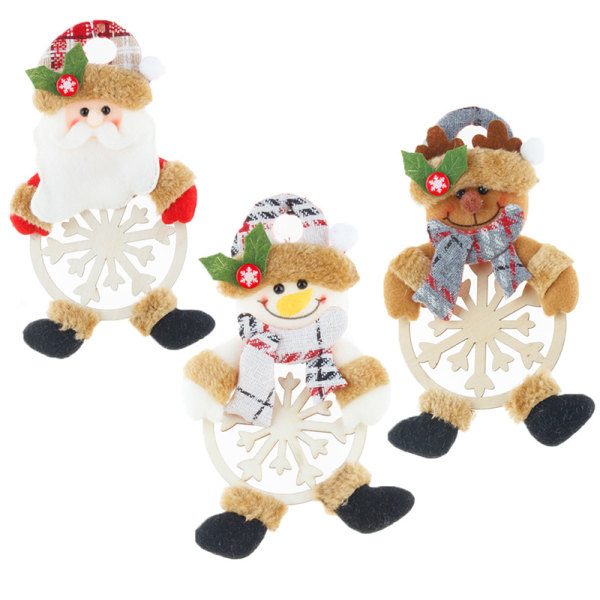 3 Jul Trä Hängen Jul Snöflinga Trä Seriefigur C
