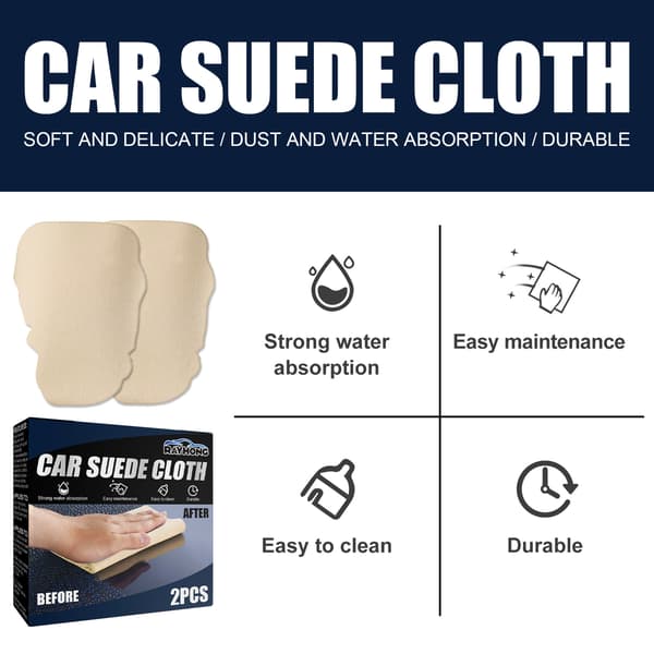 Suededuk för bil, 2-pack torkduk för biltvätt