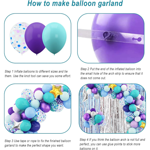 Sjöjungfru Ballong Garland Kit Sjöjungfru Fest Dekorationer, 12''10''5