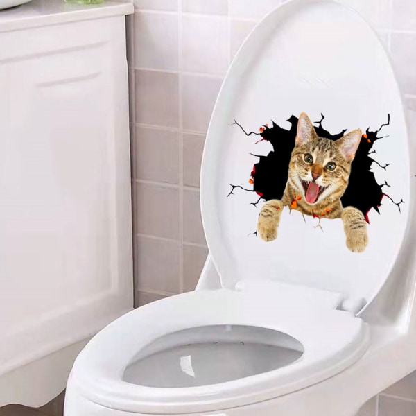 Creative Cat Hund Toalett Badkar Kylskåp Väggdekor Living