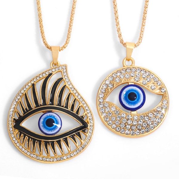 2 big eye necklaces European and American hip-hop personality ne