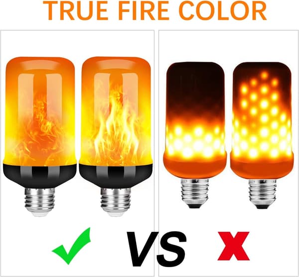LED-flammepære, 4 oppgraderte moduser med opp-ned-effekt,