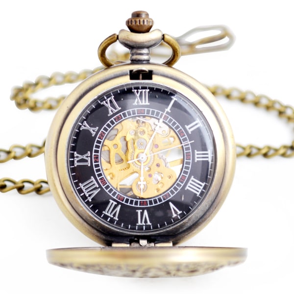 1 Retro Fickur Skelett Lock Mekanisk Hand-Wind Analog-