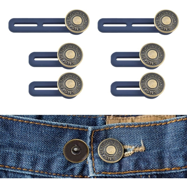 Set of 6 button extenders for pants, trousers, jeans, skirts, tr