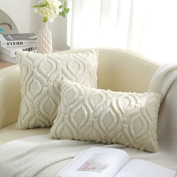 Dekorative putetrekk 18x18, myk plysj faux ull sofa pute
