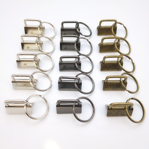 15 delar Nyckelringshårdvara, DIY-metallrem med svansklämma med ring