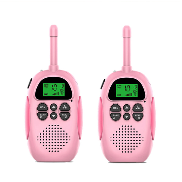 Uppladdningsbar walkie talkie med lång räckvidd, en blå och en rosa två