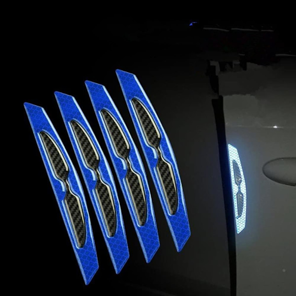 4 stk. 3D Super Sølv Reflekterende Stickers Sort Ægte Carbon Fiber