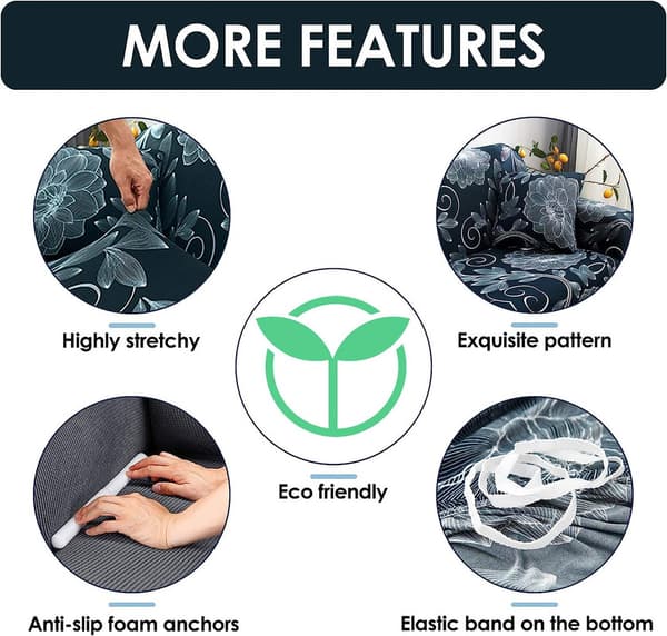 Stretch Soffaöverdrag Tryckt Soffaöverdrag Fåtöljöverdrag för Soffor Elastiskt Universal Möbelskydd med Kuddfodral - Stil 20 Medium