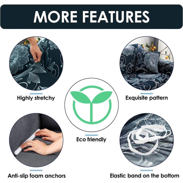 Stretch Soffaöverdrag Tryckt Soffaöverdrag Fåtöljöverdrag för Soffor Elastiskt Universal Möbelskydd med Kuddfodral - Stil 21 Large