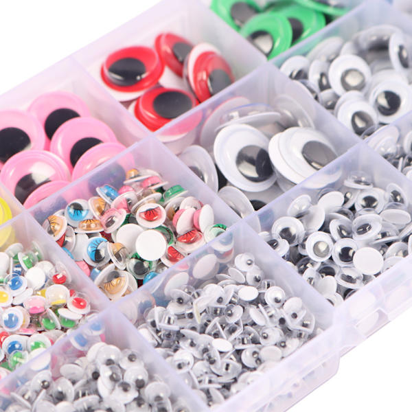 1500 st 4/5/6/8/15 mm plastleksaker med plastögon, färgglada mo