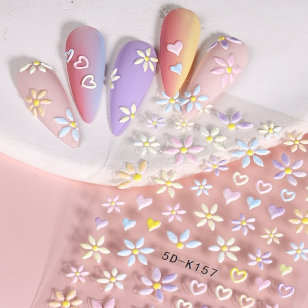 3D Flower Nail Stickers Nail Art Nail Stickers Självhäftande 5D