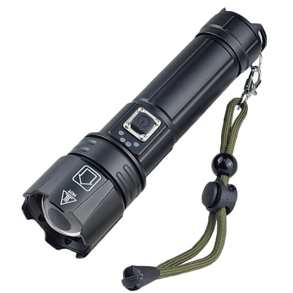 P70 starkt ljus ficklampa USB uppladdningsbar zoom superljus l